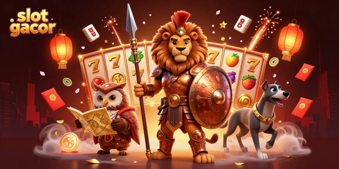 Experience thrilling slot gacor excitement with colorful reels and festive elements in this dynamic scene.