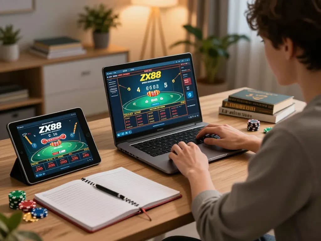 Engaging gaming session at ZX88 online casino, showcasing strategic gameplay and responsible entertainment.