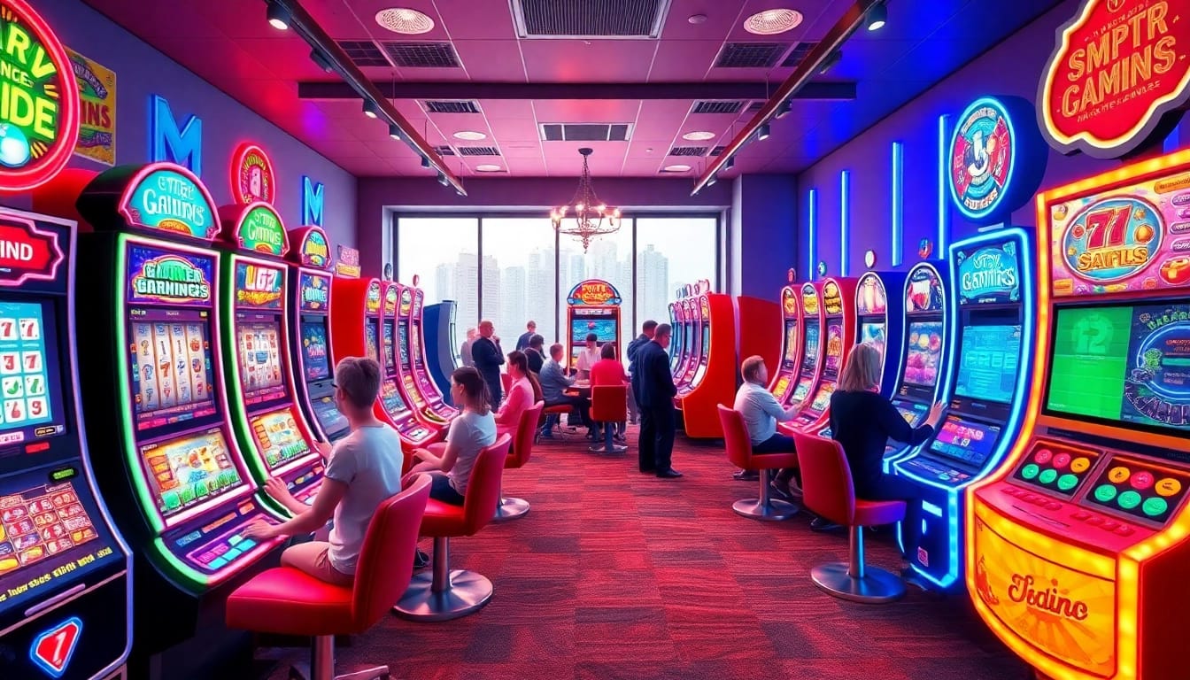 Kode4d link showcasing an exciting and secure online gaming atmosphere with colorful slot machines.