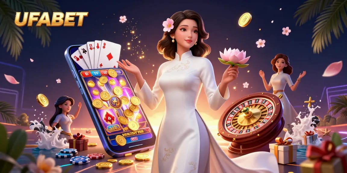 Experience thrilling gameplay with UFABET, surrounded by dynamic casino elements and rich visual details.