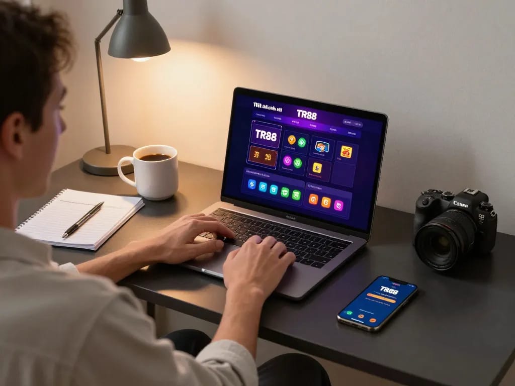 Engaging in online gaming on TR88 chính thức platform while managing bankroll strategies at home