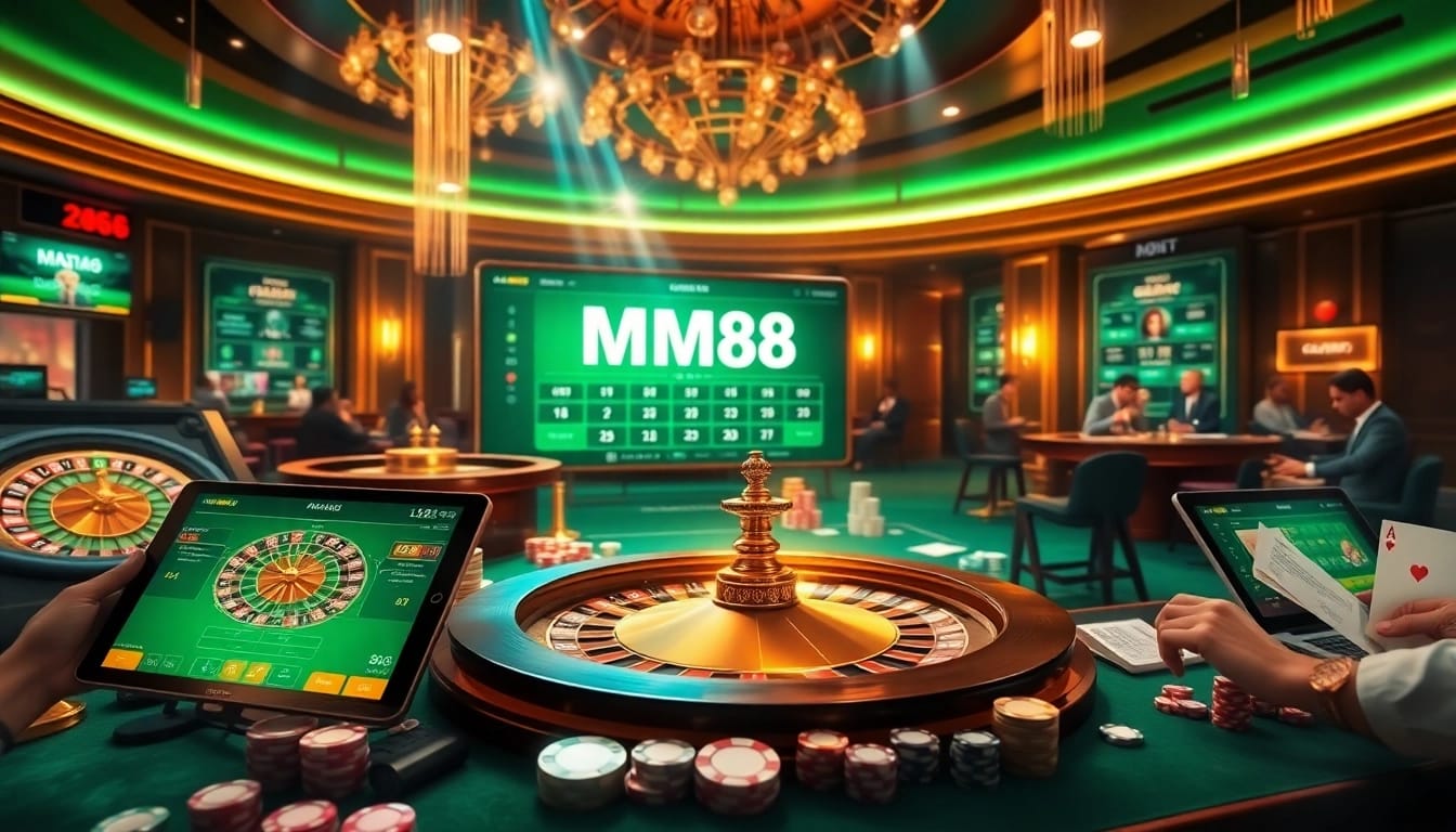 Experience high stakes excitement with mm88 vin at a luxury casino table filled with poker chips and winning odds.