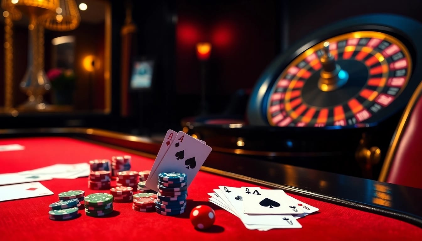 RR88 casino table scene showcasing luxury and excitement in gambling.