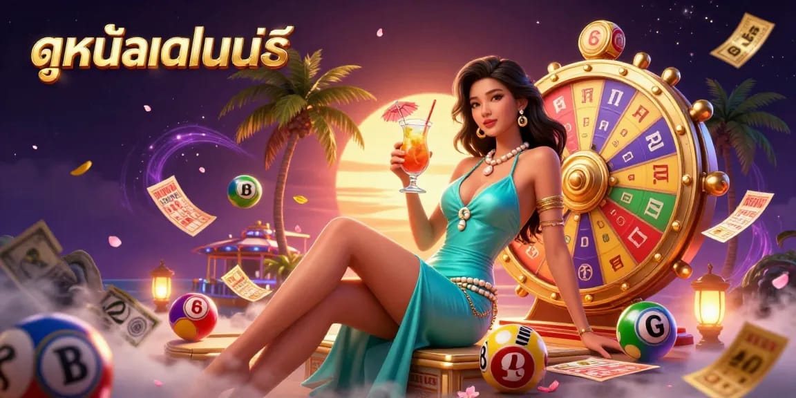 Engage with ดูหนังออนไลน์ at a lively beach casino featuring vibrant lottery elements.
