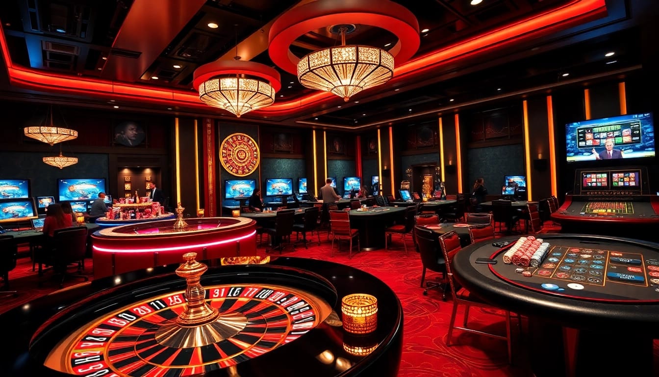 Engaging players at trang chủ rr88 with vibrant casino tables and online gaming interfaces.
