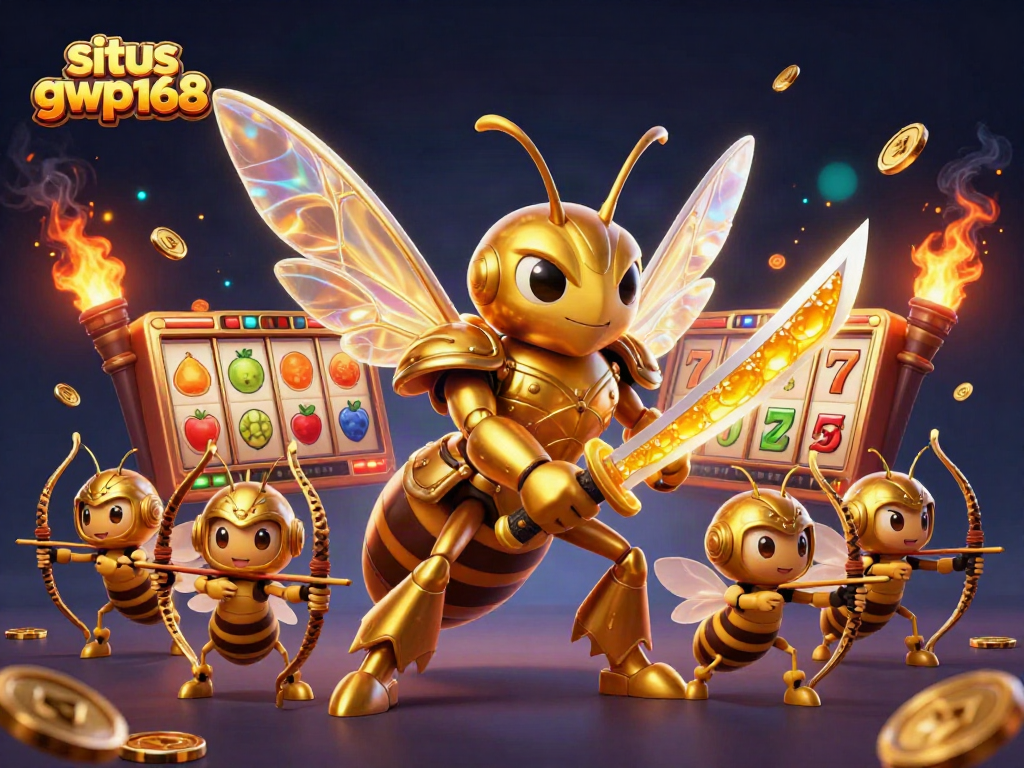 Permainan slot yang seru di situs gwp168 dengan karakter kartun beruang emas yang beraksi.