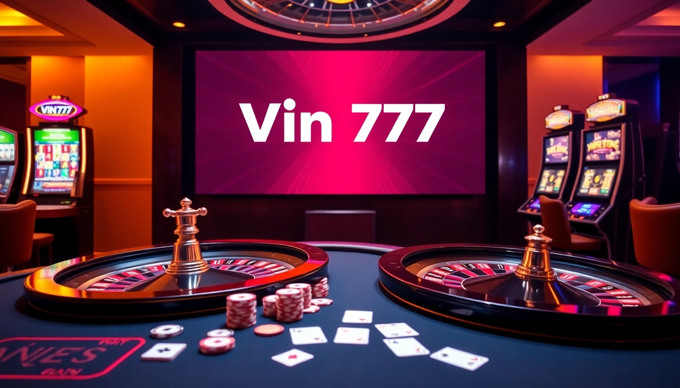 Experience excitement at Vin777's casino with dynamic gaming tables and vibrant slot machines.