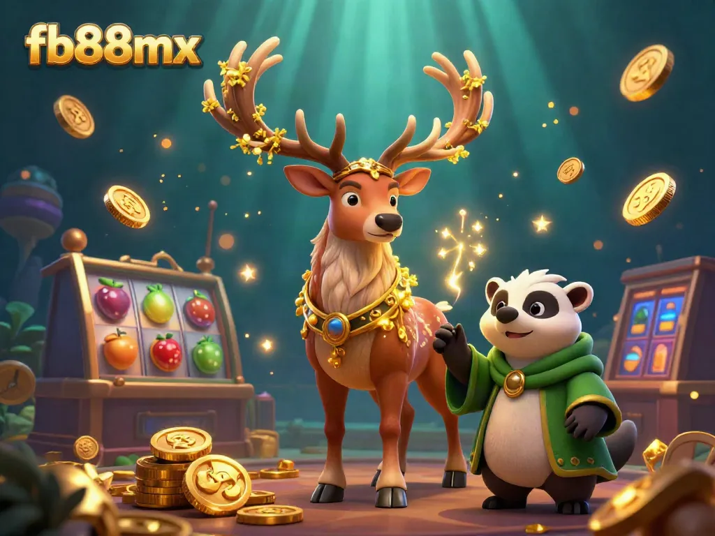 Experience dynamic gambling with fb88mx, featuring colorful slot machines and enchanted characters.