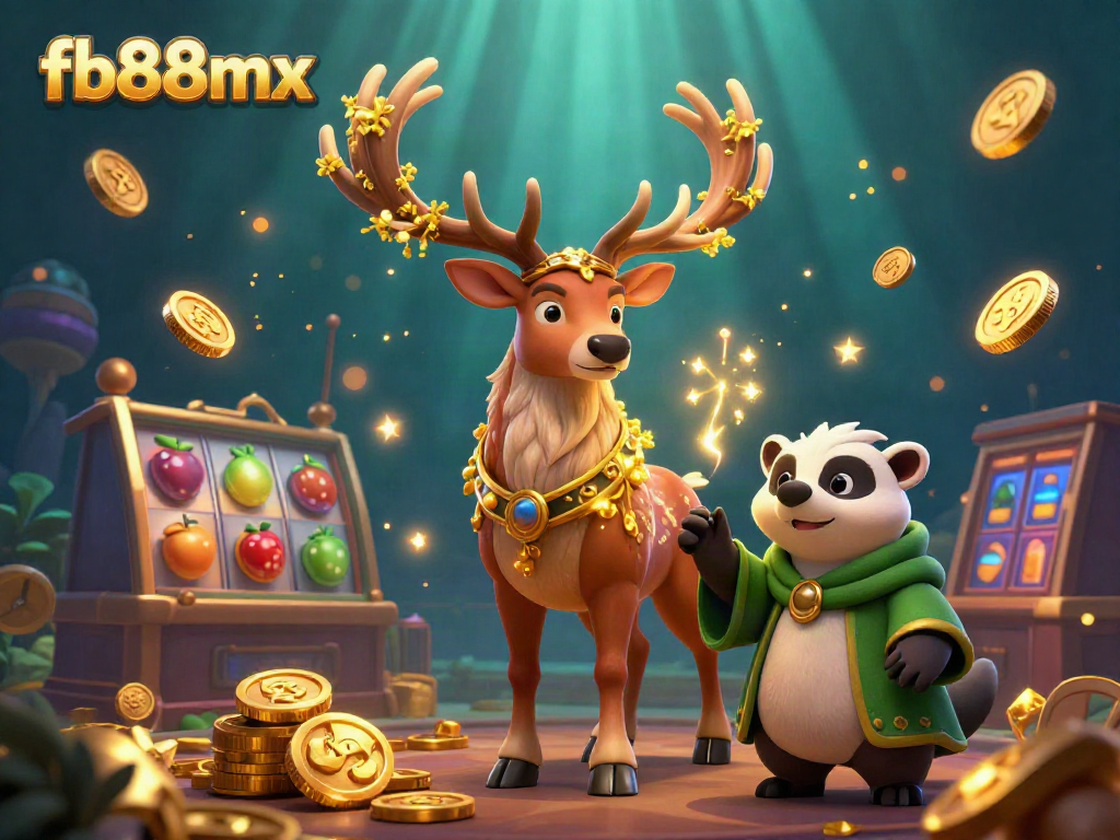 Experience dynamic gambling with fb88mx, featuring colorful slot machines and enchanted characters.