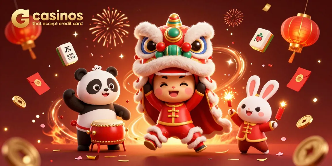 Experience fun at casinos that accept credit card with a vibrant 3D digital celebration scene.