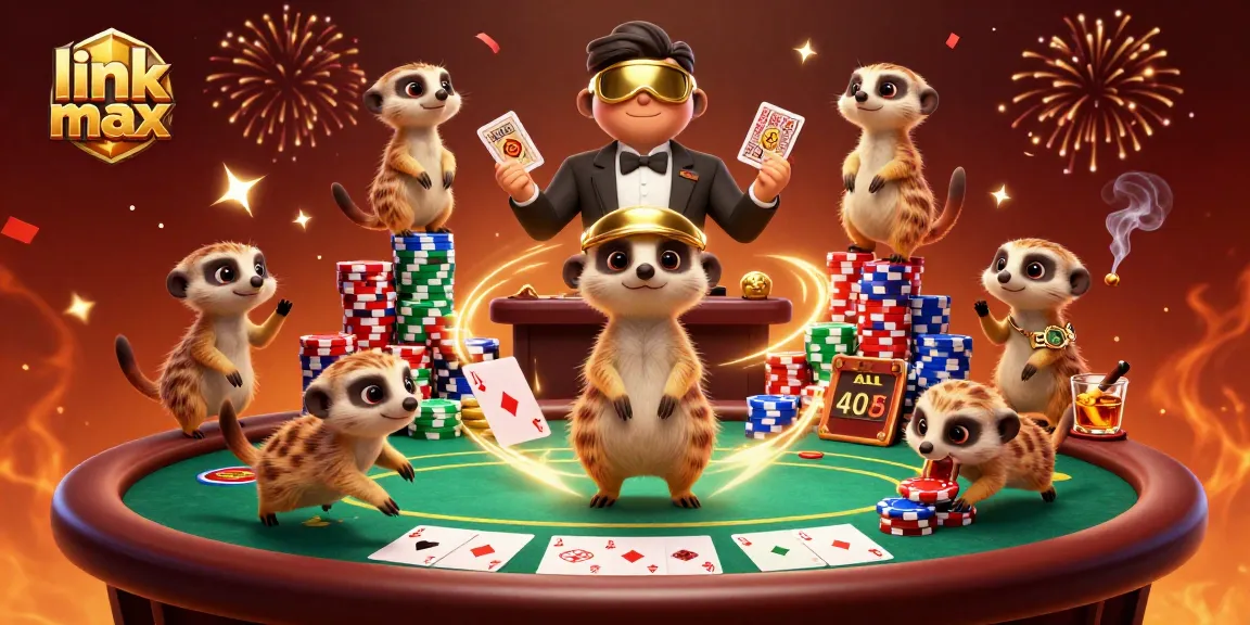Experience the thrill of link vmax with a colorful meerkat casino scene filled with poker action and celebration.