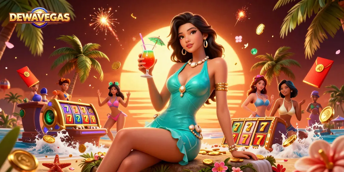 Play slots and win big at DEWAVEGAS with a tropical casino scene capturing jackpot thrills.