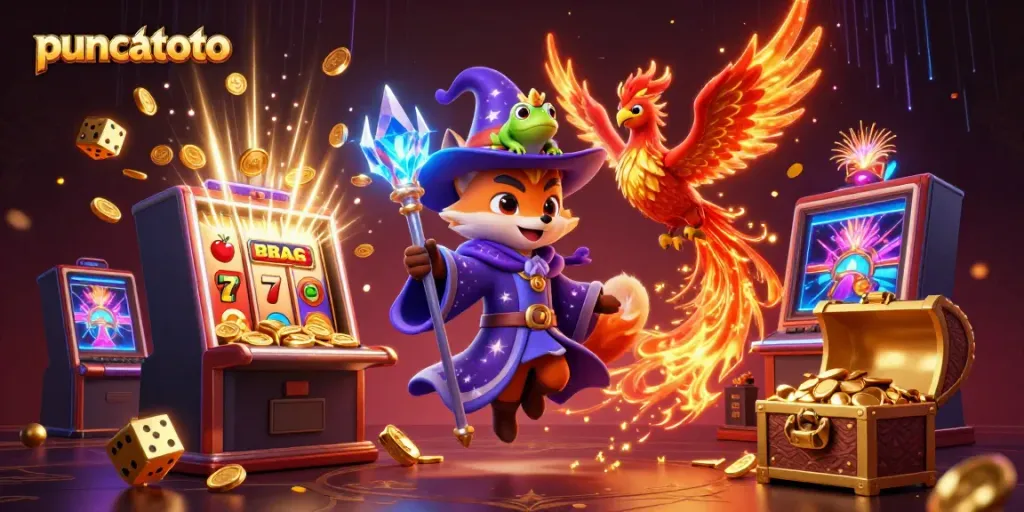 Puncaktoto: Keberuntungan menanti di dunia togel dengan karakter sihir dan petasan.