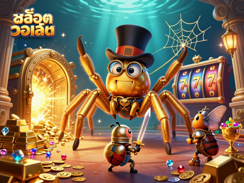 Play สล็อตวอเลท with immersive casino elements in a rich, detailed 3D illustration.