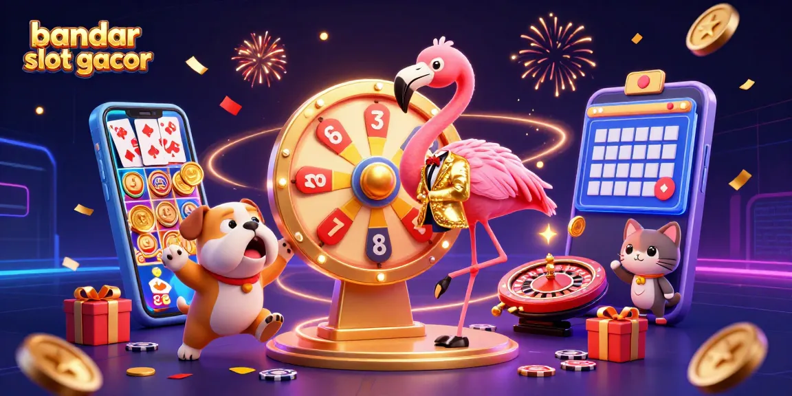 Menangkan peluang besar dengan bandar slot gacor dalam ilustrasi 3D penuh warna dan detail.