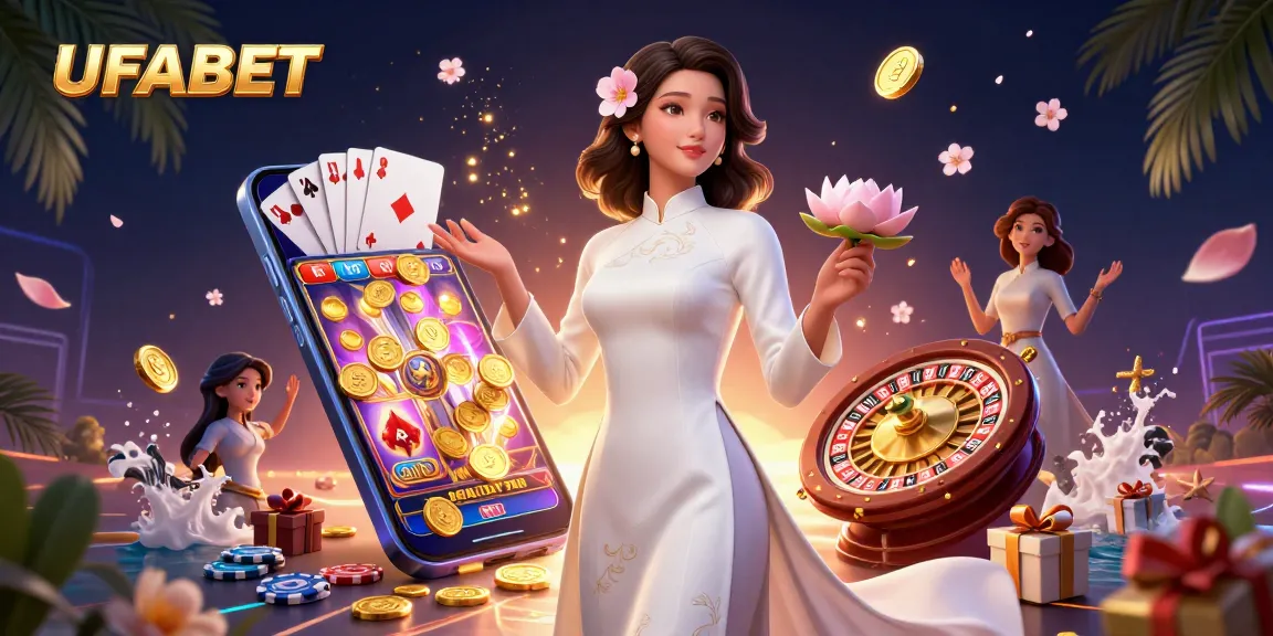 Experience thrilling gameplay with UFABET, surrounded by dynamic casino elements and rich visual details.