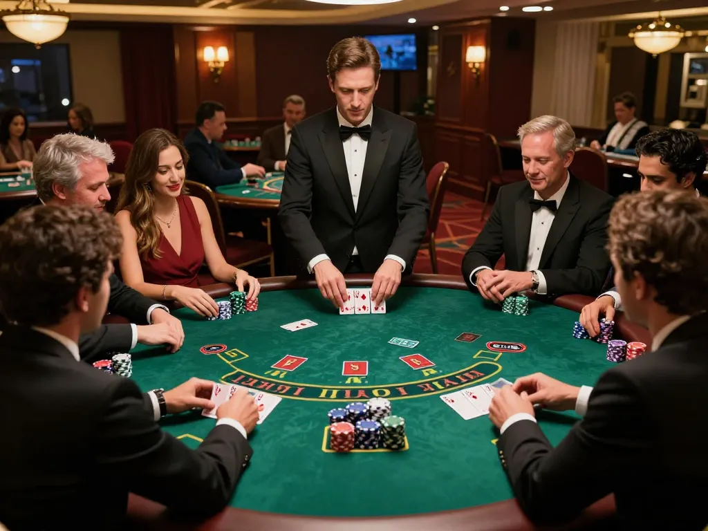 Exciting blackjack action at cm88 com's luxury casino with players placing bets and strategizing.