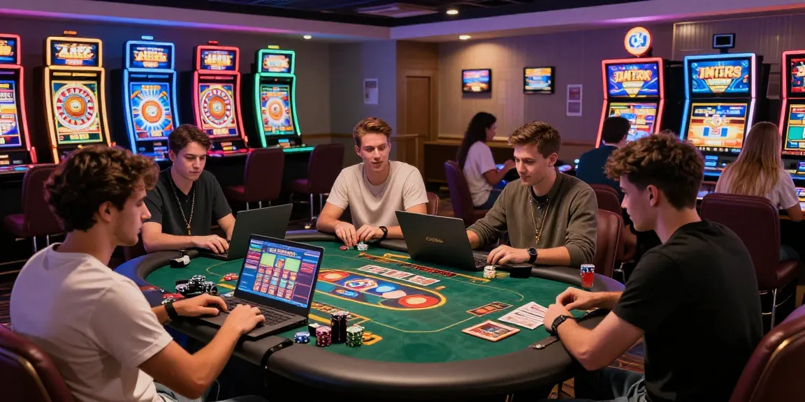 Players enjoying games at casinos that accept credit cards in vibrant lounge setting, showcasing excitement and bonuses.
