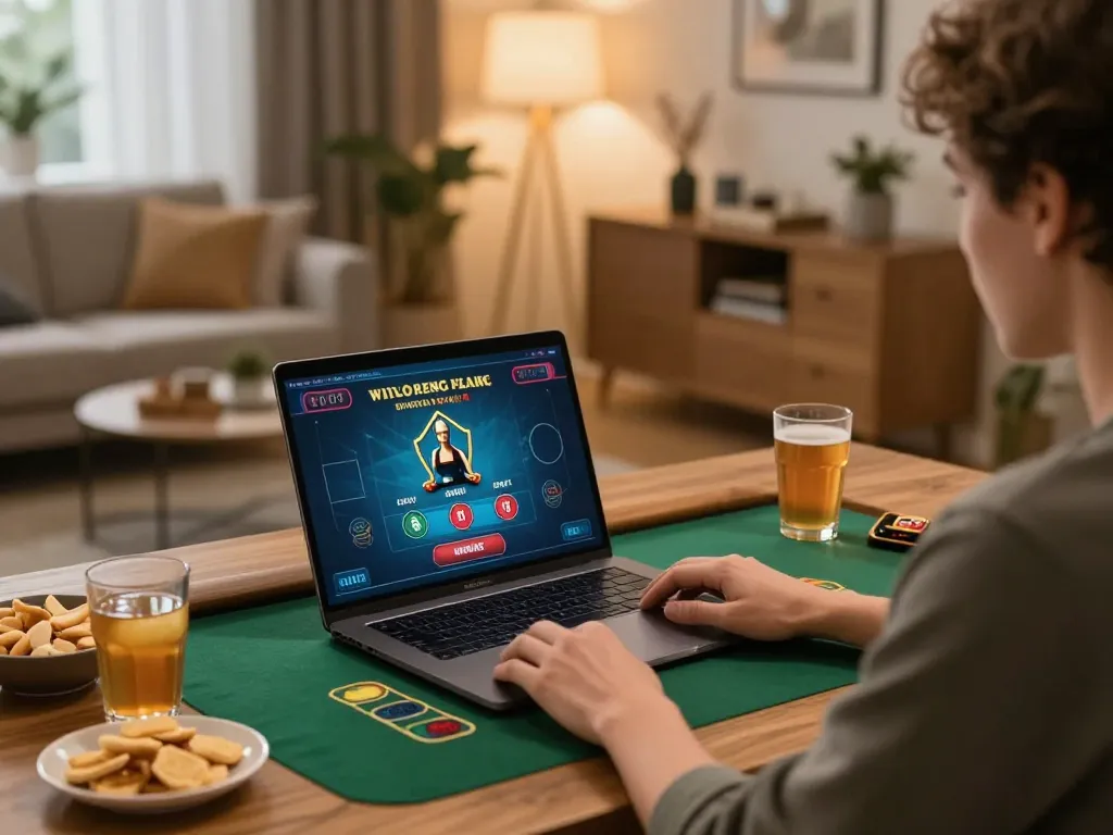 Player engaging with SC88 online casino on a laptop, experiencing dynamic live dealer gameplay