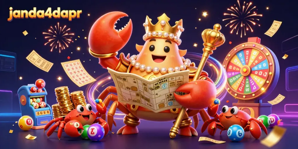 Menampilkan suasana meriah janda4dapr dengan kepiting emas raksasa dan elemen lotere dinamis