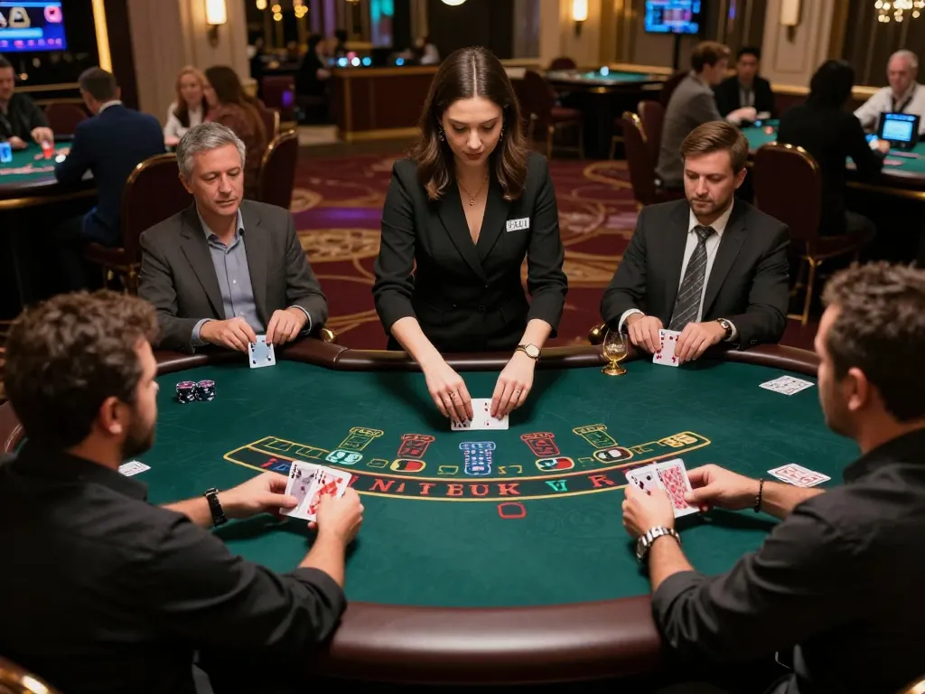 god55 players placing bets strategically in an upscale live dealer blackjack game