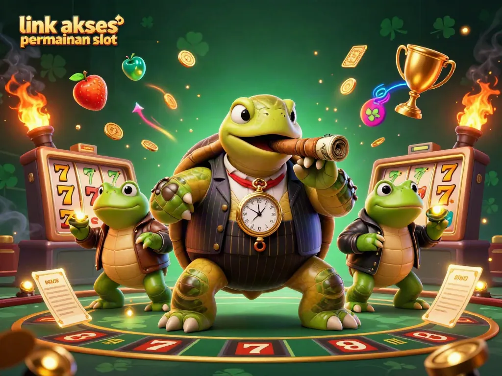 Menangkan jackpot dengan link akses permainan slot di ilustrasi kasino digital yang penuh warna.