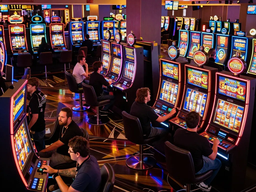 Players engage with vibrant slots at SlotsGG casino, enjoying dynamic gaming experience.
