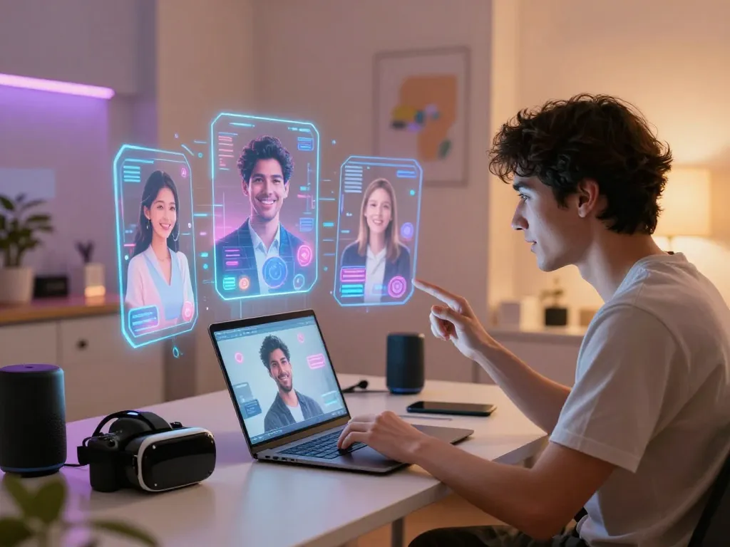 Engaging user interaction with 18+ AI avatars in a vibrant digital chat environment.