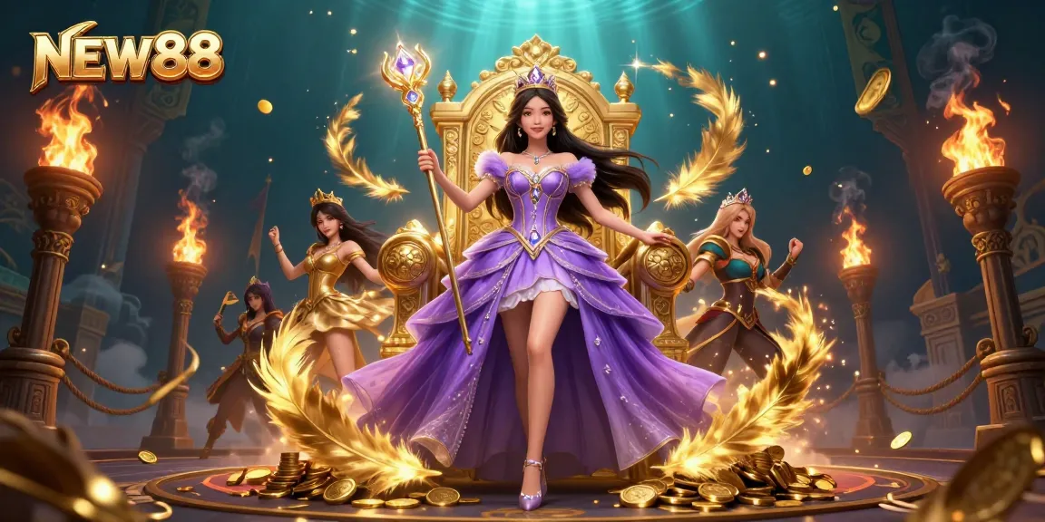 Experience thrilling gameplay at NEW88 with vibrant casino elements in a magical setting.