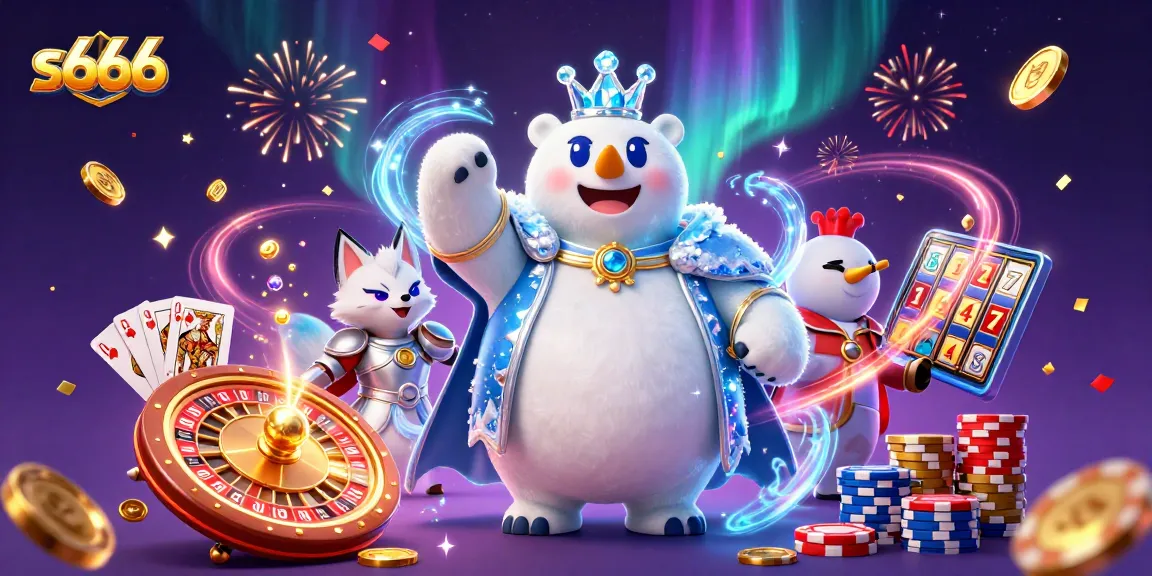 Win big with s666 at this vibrant casino scene featuring icy royalty and thrilling games.