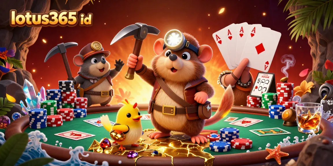Engage with lotus365 id by betting at a vibrant casino scene filled with poker elements.