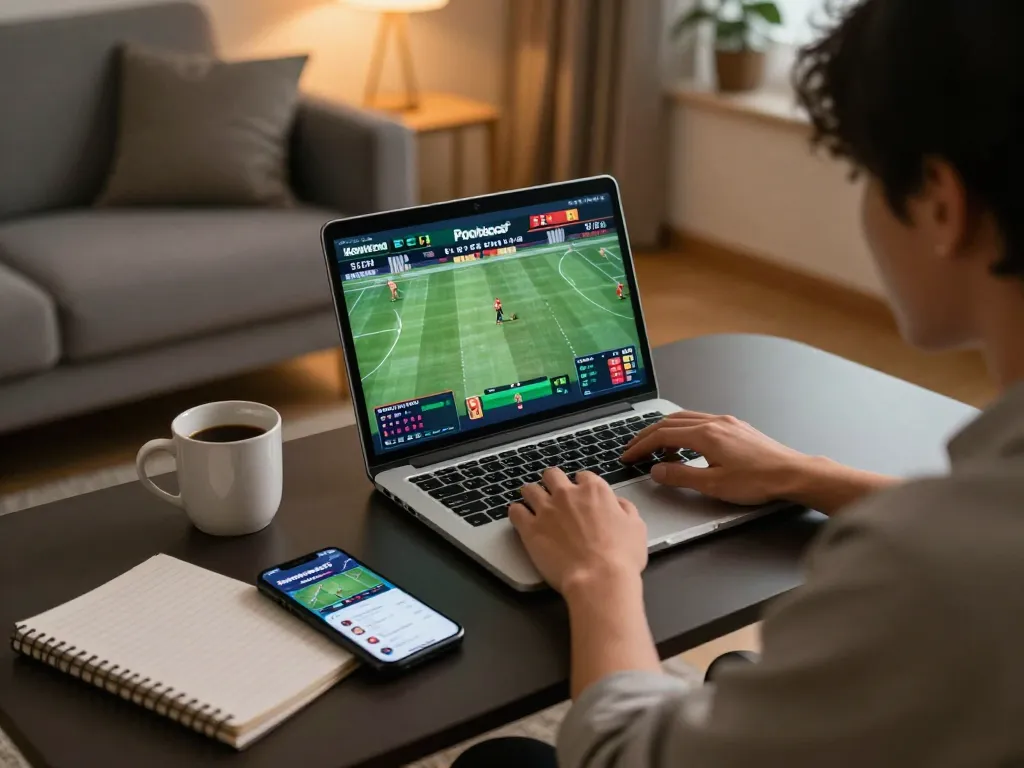 Engaged bettor reviewing odds on Keonhacai5 app while relaxing at home.