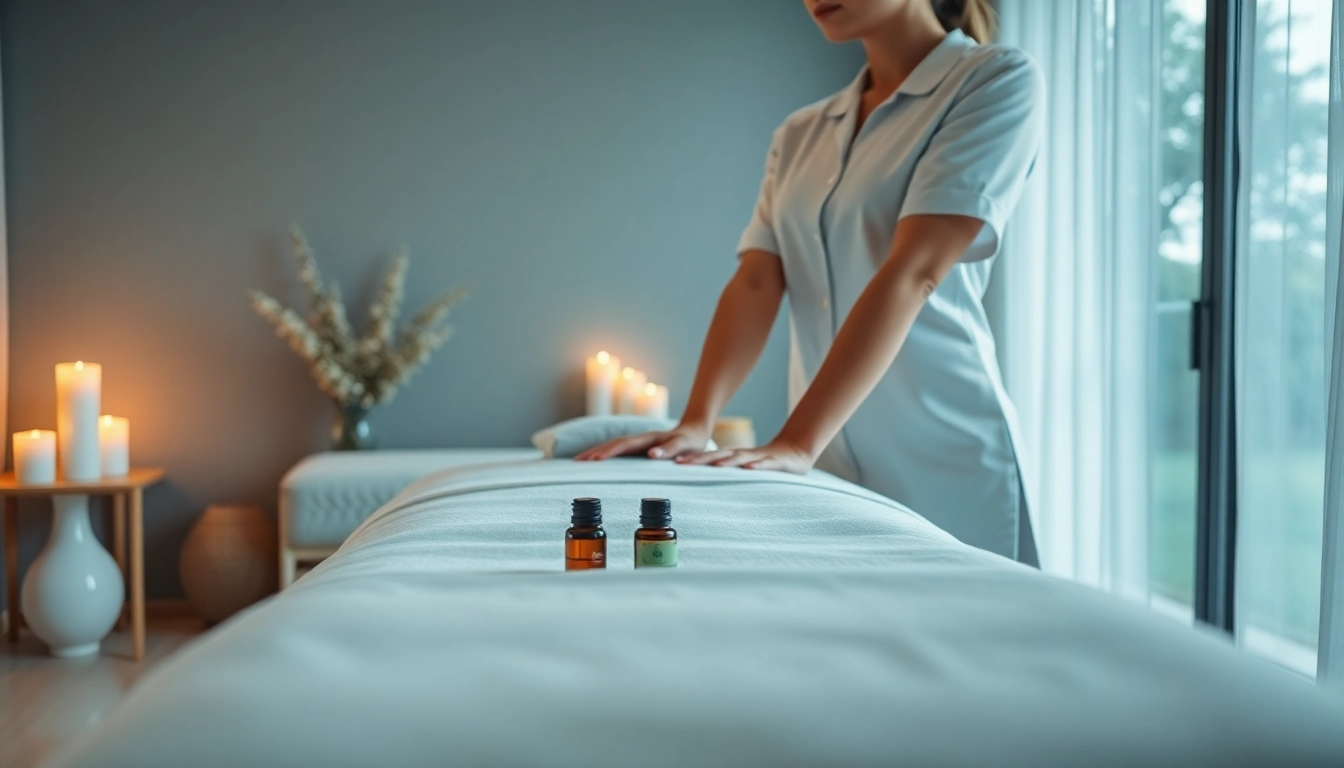 오산출장마사지 service setup in a tranquil home environment with a professional therapist.