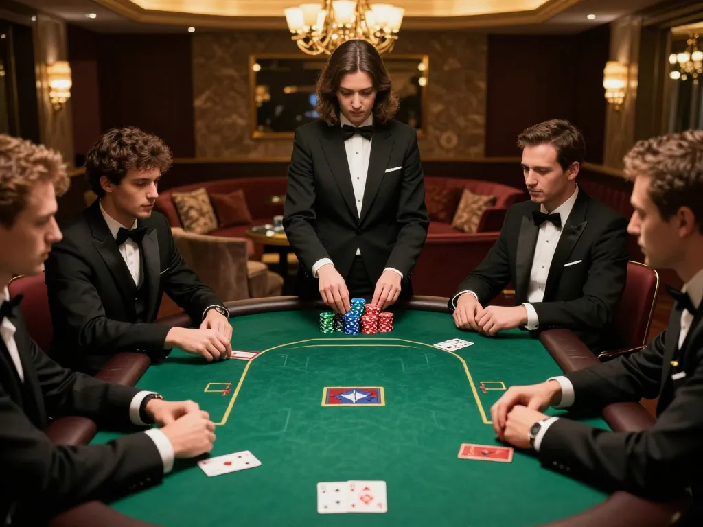 Go8 poker players engaged in strategic gameplay at an upscale venue.