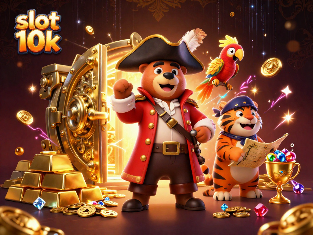 Experience slot 10k thrills with pirate captain bear, treasure, and dazzling jewels!