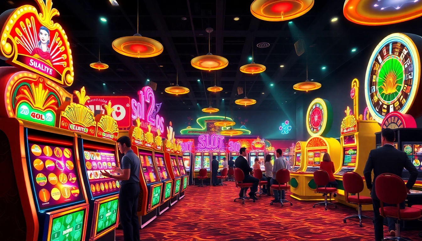 Engaging players experiencing thrilling action at a slot 2d machine in a vibrant casino.