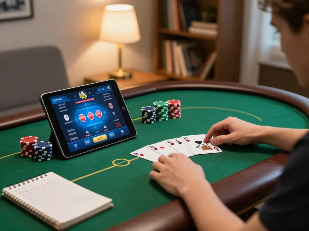 Engaging poker gameplay experience on tablet, showcasing 789F for strategic online gambling.