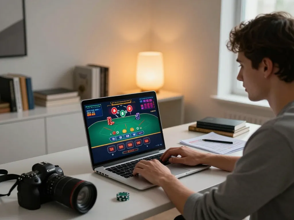 Player engaging in exciting online blackjack game at okfun, showcasing strategic gameplay and immersive experience