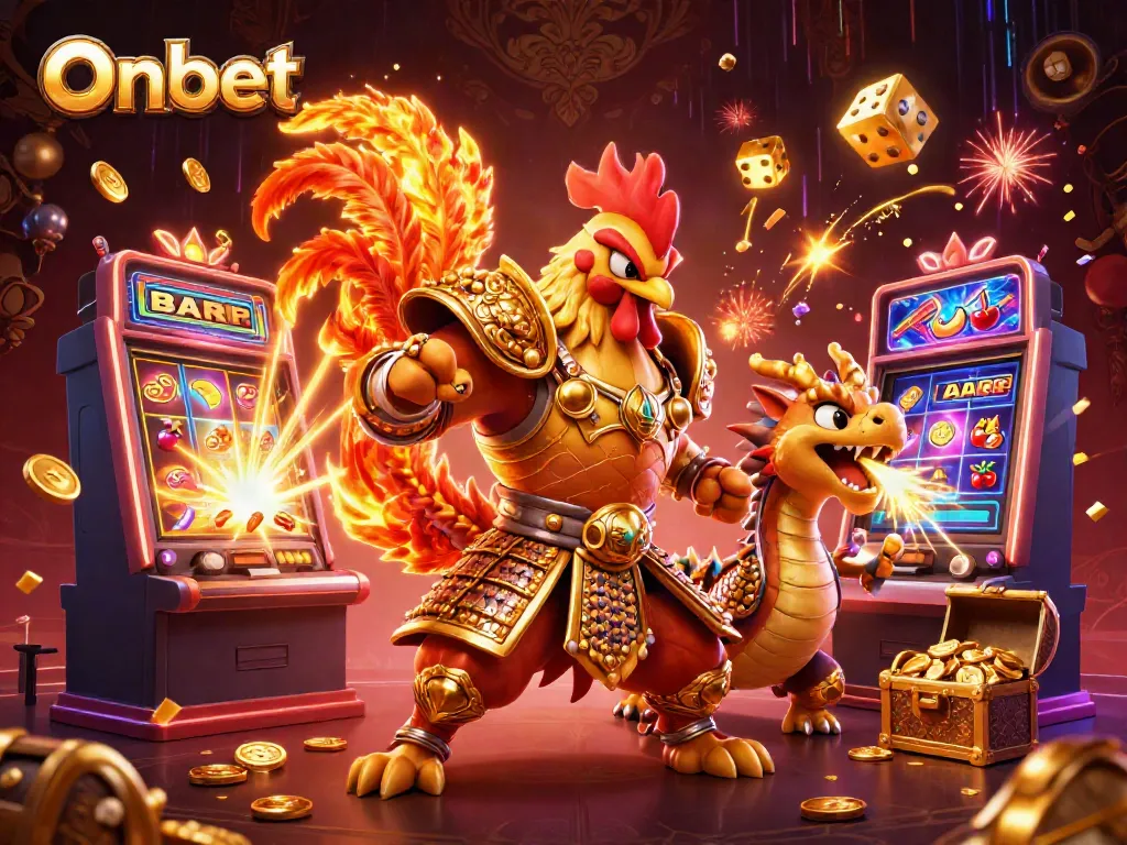 Experience the excitement of Onbet's dynamic online casino with vibrant characters and rich jackpot elements.