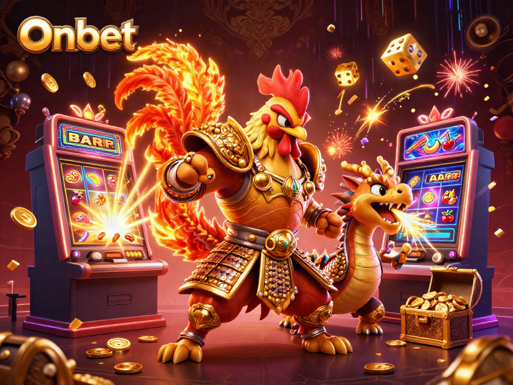 Experience the excitement of Onbet's dynamic online casino with vibrant characters and rich jackpot elements.