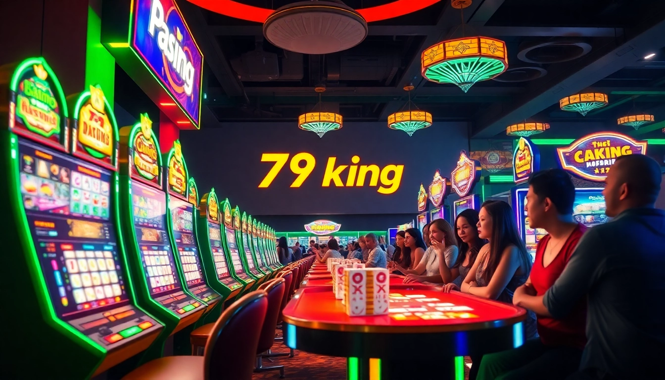 Thrilling online gambling experience at 79king casino with vibrant slot machines and enthusiastic players.