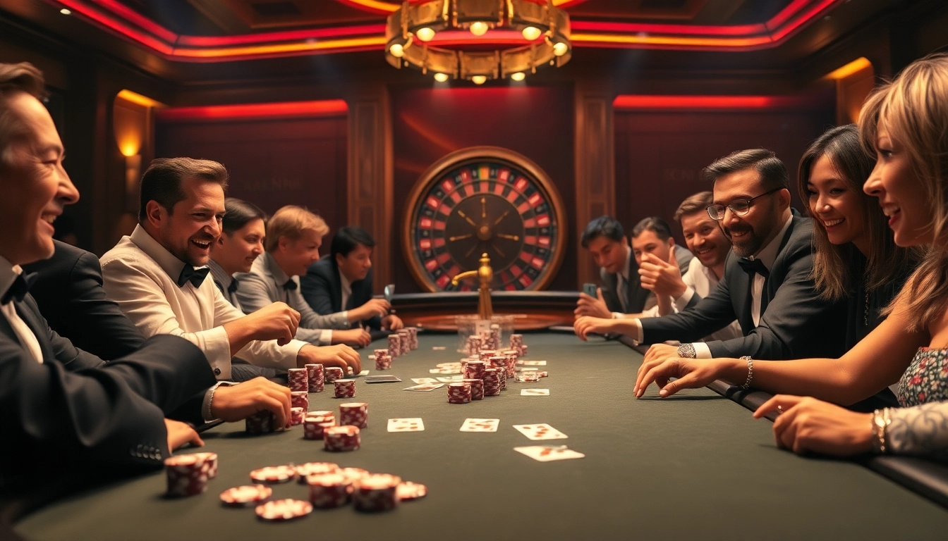 High-stakes poker action at a luxurious casino table featuring 32win com gameplay.
