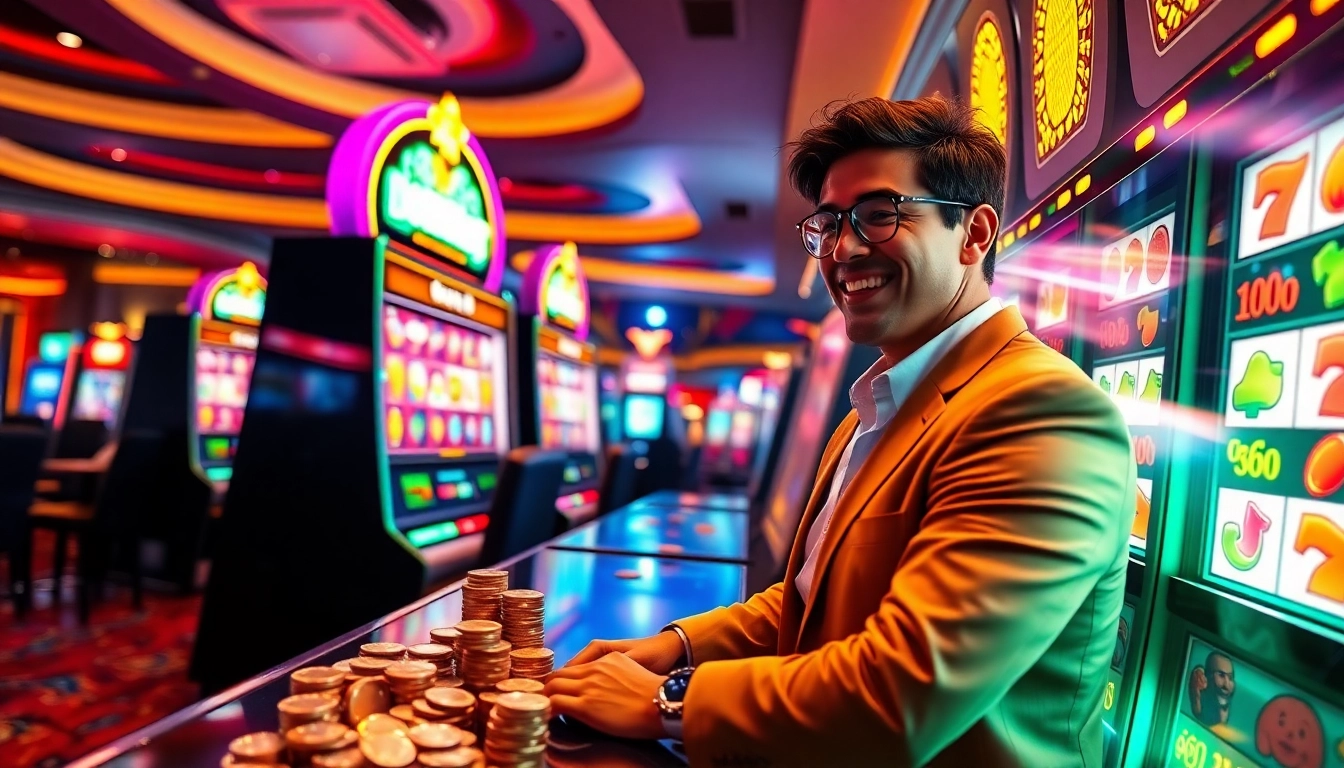 Exciting gameplay on a doaslot slot machine in a luxurious casino setting