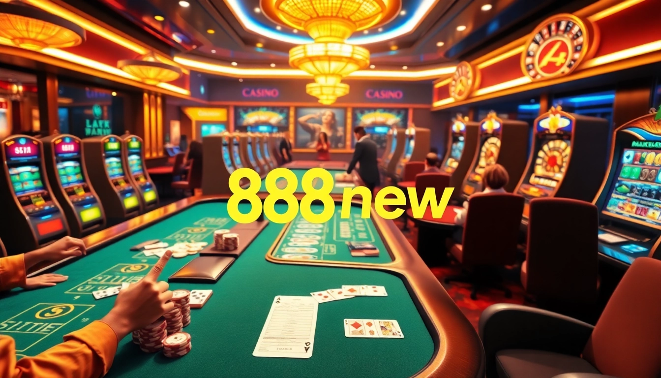 Engage with the thrilling world of 888 new casino games featuring vibrant tables and slot machines.