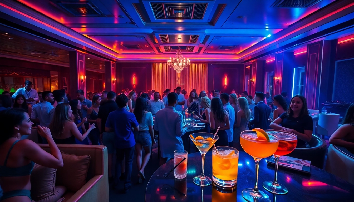 Dynamic scene of nightlife at a night club in SXM with vibrant energy and luxurious ambiance.