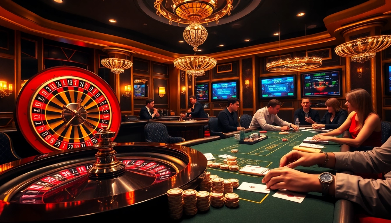 Experience thrilling gameplay at BJ 888 Casino with poker chips and vibrant roulette wheels.