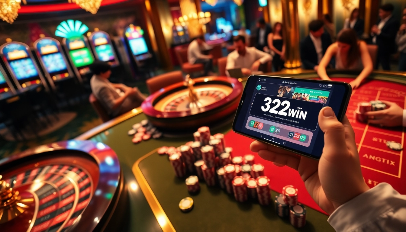 Experience the thrill of online gaming with app 32win in an exciting casino scene.