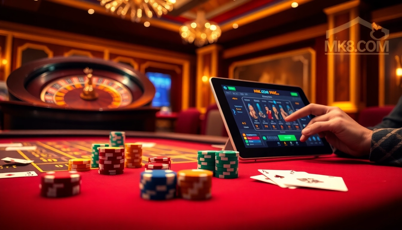 Players enjoying online gaming at MK8.COM with vibrant casino elements and a welcoming atmosphere.