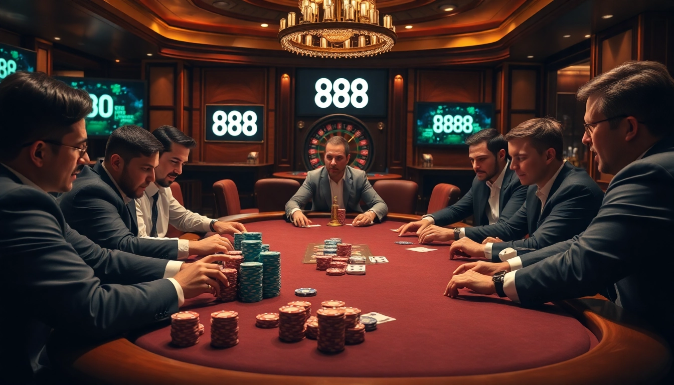 Experience the thrill of high-stakes poker with u 888 at a luxurious casino table.