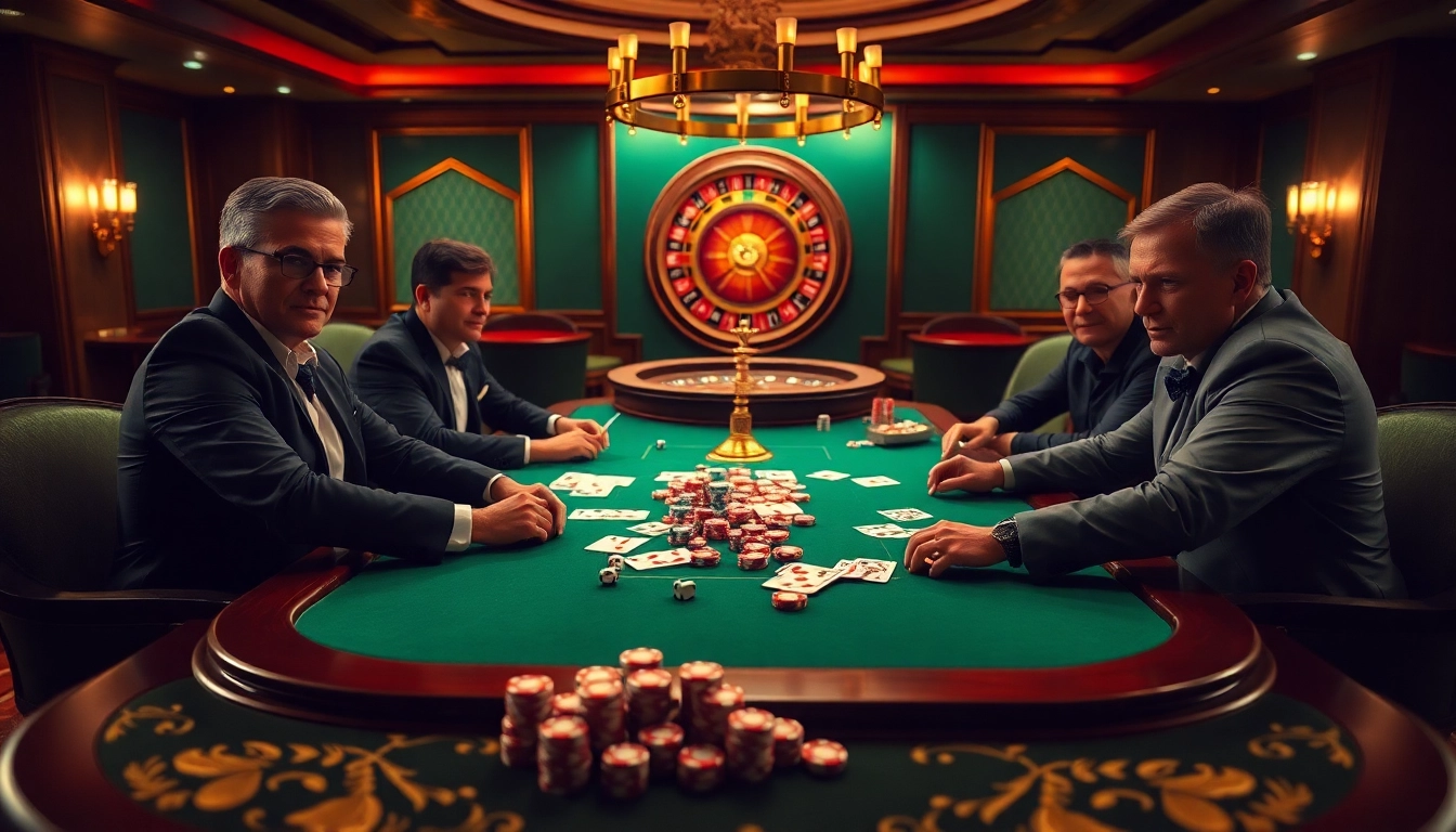 Engage in tai go 88 at a vibrant casino table with professional players, colorful chips, and exciting gameplay.